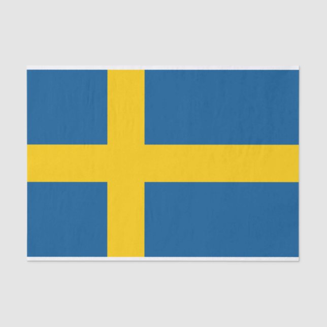 Swedish flag of Sweden wrapping tissue paper (Front)