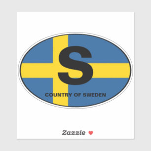 Swedish Flag Oval Country Code Car Sticker