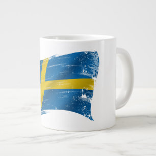 Swedish Flag Painted Large Coffee Mug