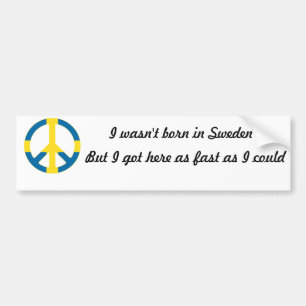 Swedish Flag Peace Symbol Bumper Sticker