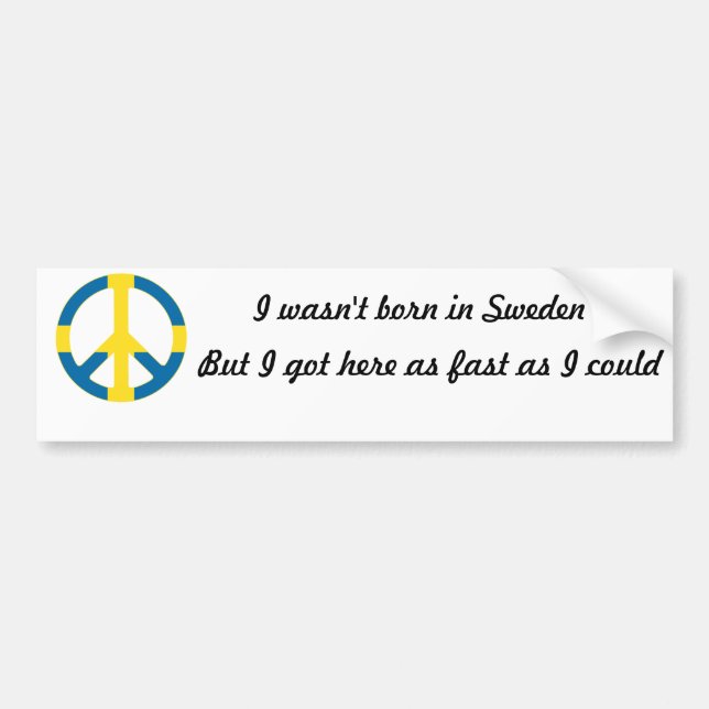 Swedish Flag Peace Symbol Bumper Sticker (Front)