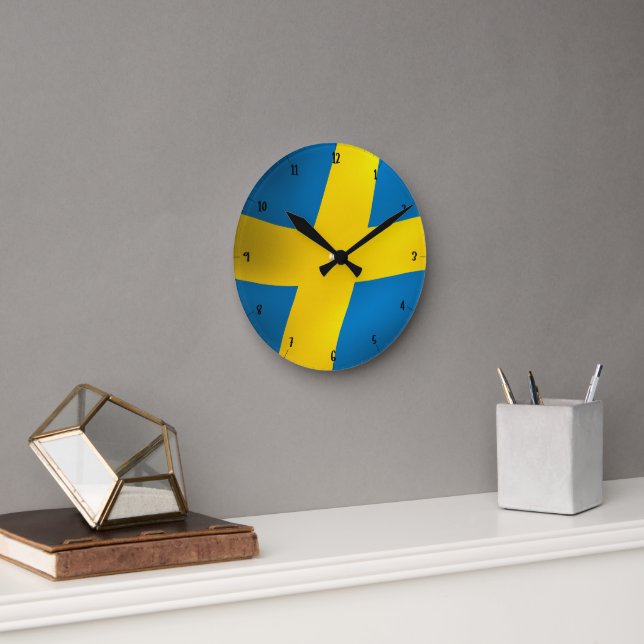 SWEDISH FLAG ROUND CLOCK (Office)
