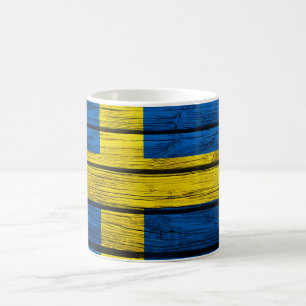Swedish Flag Rustic Wood Coffee Mug