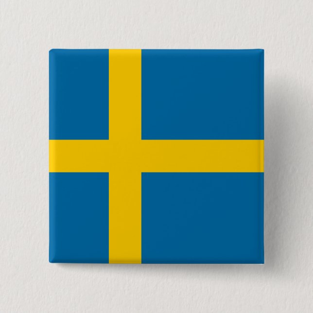 Swedish Flag (Sweden) 15 Cm Square Badge (Front)