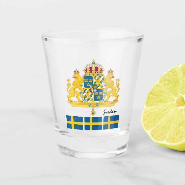 Swedish Flag & Sweden country patriot /sports Shot Shot Glass (Front)
