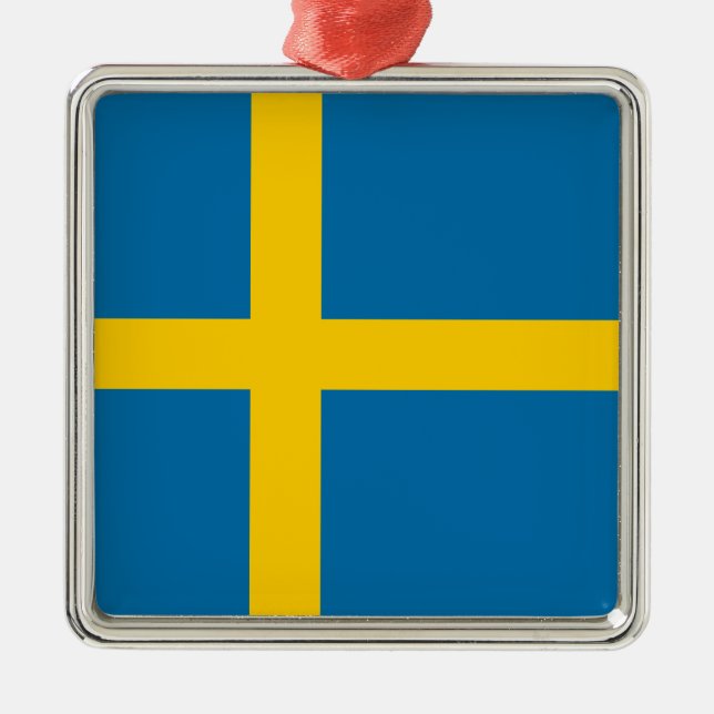 Swedish Flag (Sweden) Metal Tree Decoration (Front)