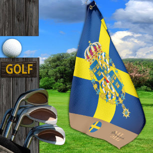 Swedish flag & Sweden, monogrammed / Golf Towel