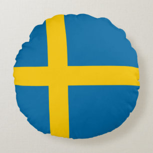 Swedish Flag (Sweden) Round Cushion