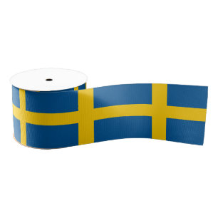 Swedish Flag & Sweden travel, holiday/sports Grosgrain Ribbon