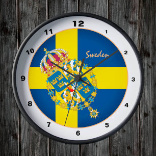 Swedish Flag & Sweden trendy fashion /design Round Clock