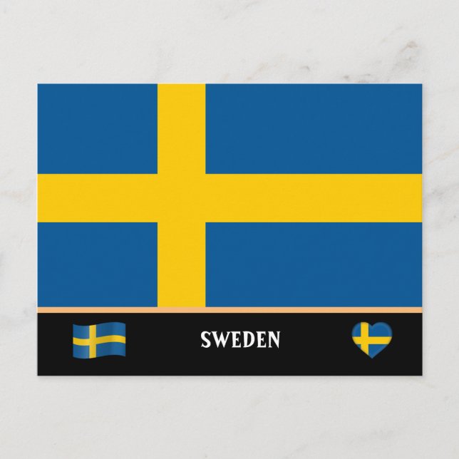 Swedish Flag & Swedish country travel / Sweden Postcard (Front)