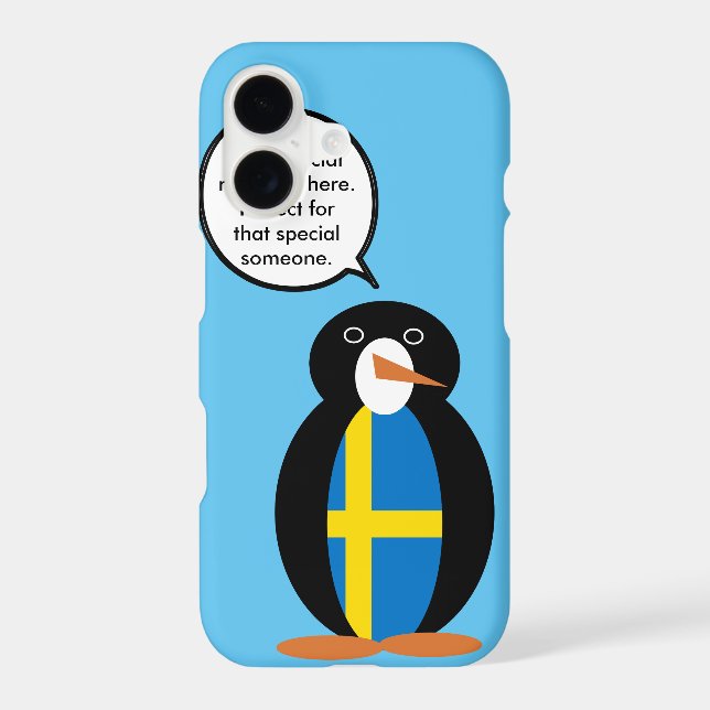 Swedish Flag Talking Ms. Penguin Personalised  (Back)