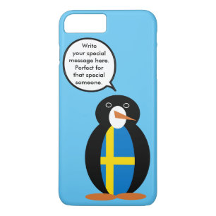 Swedish Flag Talking Ms. Penguin Personalised iPhone 8 Plus/7 Plus Case