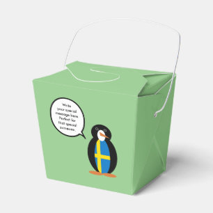 Swedish Flag Talking Ms. Penguin Personalised Favour Box