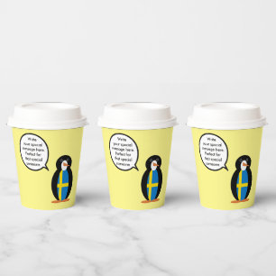 Swedish Flag Talking Ms. Penguin Personalised  Paper Cups