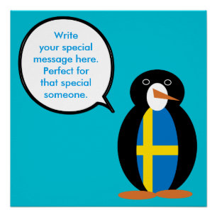 Swedish Flag Talking Ms. Penguin Personalised  Poster