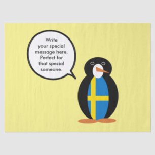 Swedish Flag Talking Ms. Penguin Personalised  Tissue Paper