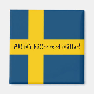Swedish Flag Theme Fridge Magnet - plättar -