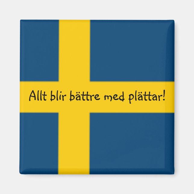 Swedish Flag Theme Fridge Magnet - plättar - (Front)