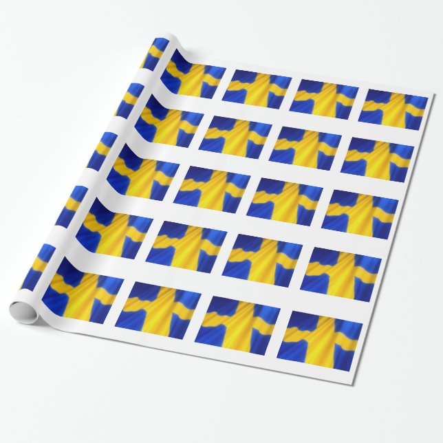 SWEDISH FLAG WRAPPING PAPER (Unrolled)