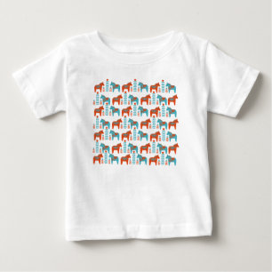 Swedish Folk Art Dola Horses and Flowers Pattern Baby T-Shirt