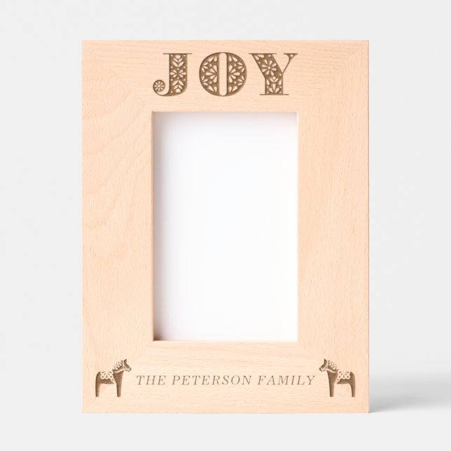 Swedish Folk Art Joy Dala Horse Christmas Etched Frames (Front)