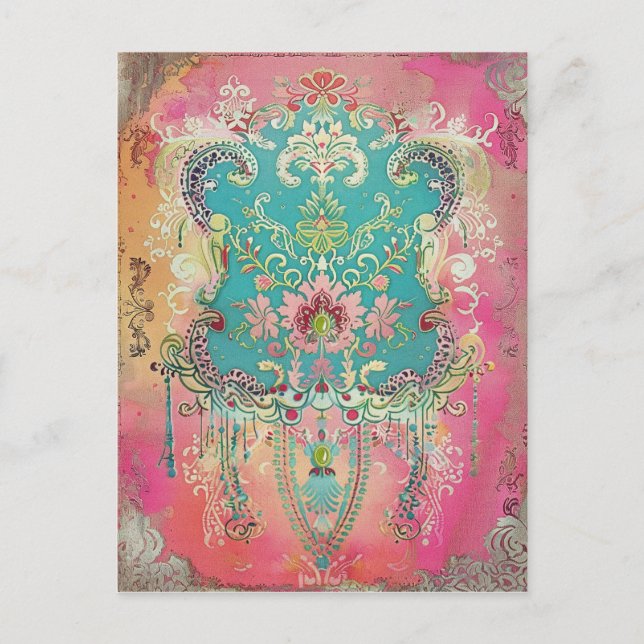 Swedish Folk Art Vintage Scandinavian Ethnic  Postcard (Front)