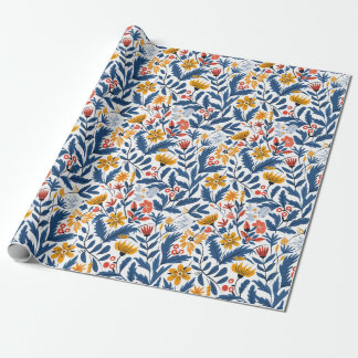 Swedish Folk Botanical Wrapping Paper