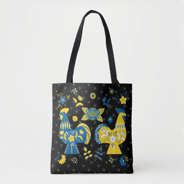 Swedish Folk Dala Rooster Tote Bag (Front)