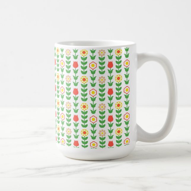 Swedish Folk Flowers Retro Coffee Mug (Right)