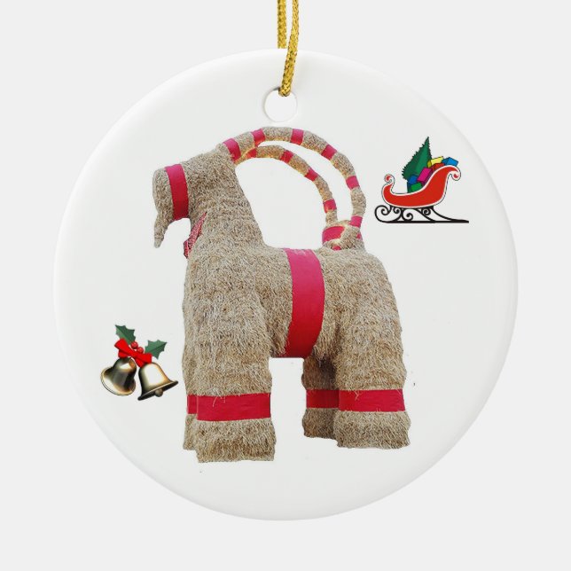 Swedish Gavle Goat Ceramic Tree Decoration (Front)