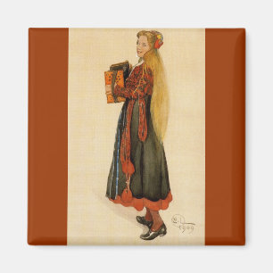 Swedish Girl Playing Accordion Magnet
