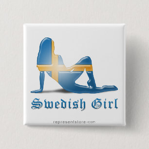 Swedish Girl Silhouette Flag 15 Cm Square Badge