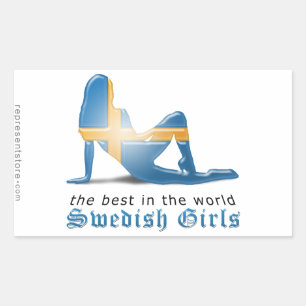 Swedish Girl Silhouette Flag Rectangular Sticker