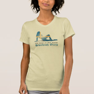 Swedish Girl Silhouette Flag T-Shirt