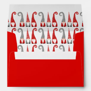 Swedish Gnomes Christmas Pattern Red Gray White Envelope