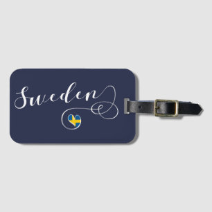 Swedish Heart Flag, Sweden Luggage Tag