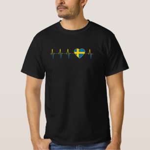 Swedish Heartbeat I Love Sweden Flag Heart Family T-Shirt