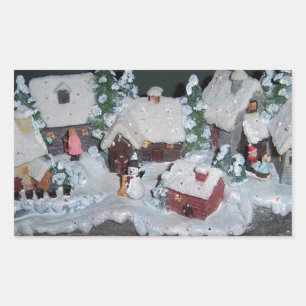Swedish Holiday Winter Scene Rectangular Sticker