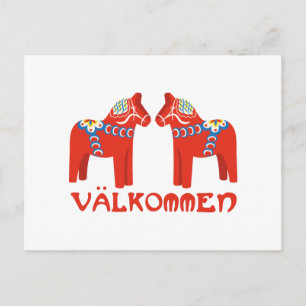 Swedish Horse Valkommen Postcard