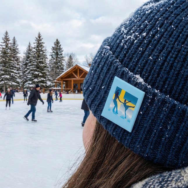 Swedish Ice Skating Duo Silhouette 15 Cm Square Badge (Creator Uploaded)
