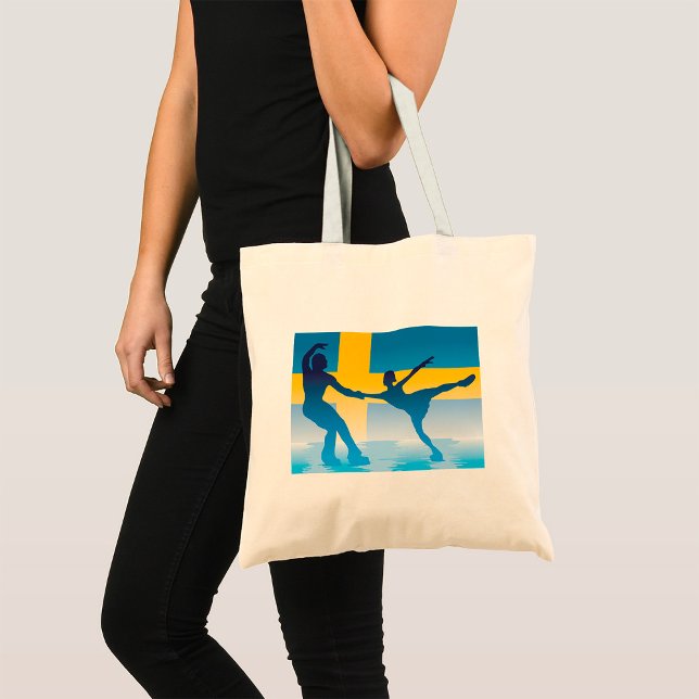 Swedish Ice Skating Duo Silhouette Tote Bag (Creator Uploaded)