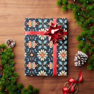 Swedish inspired Textile Pattern Wrapping Paper