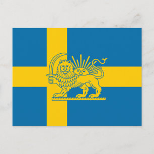 Swedish Iranian Lion and Sun Heritage Flag Postcard