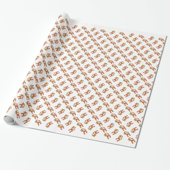 Swedish Jul Bok Traditional Scandinavian Folk Art Wrapping Paper (Unrolled)