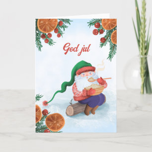 Swedish Jultomten God Jul Christmas Holiday Card