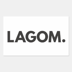 Swedish LAGOM Black and White Rectangular Sticker