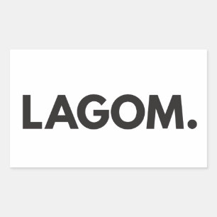 Swedish Lagom Black and White Rectangular Sticker