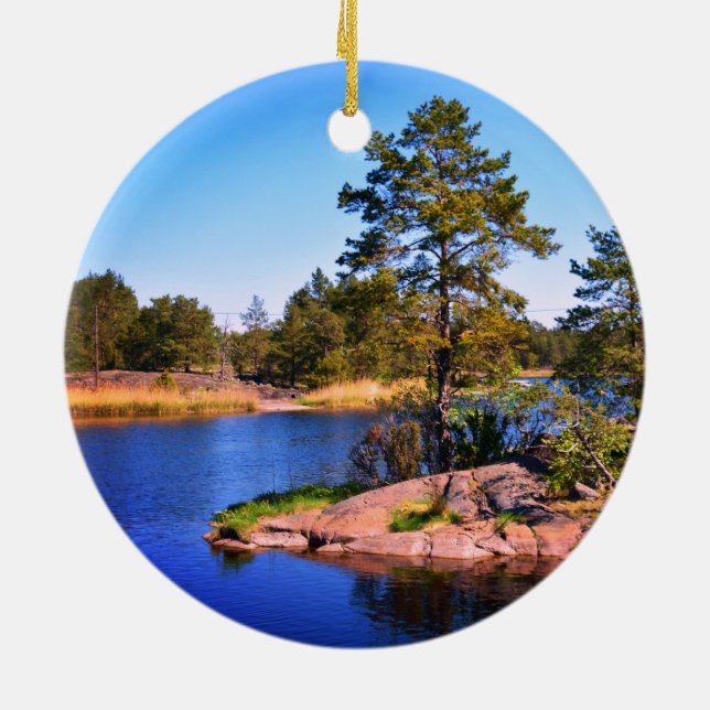 swedish  landscap, photo, ceramic tree decoration (Back)