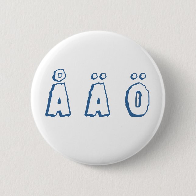 Swedish letters (å ä ö) 6 cm round badge (Front)
